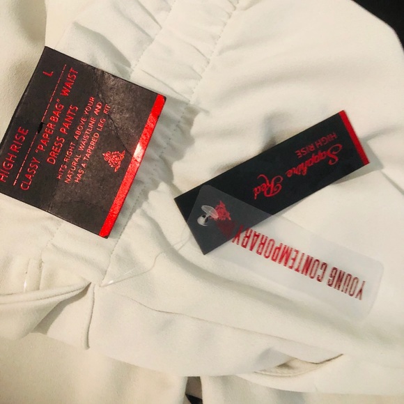 Classy paper bag waist dress pants. High rise. - Picture 4 of 5